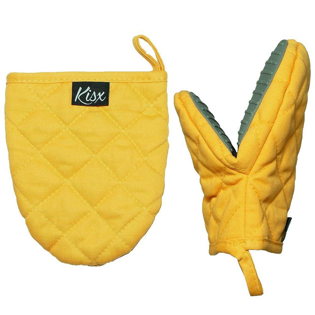 Oven Mitts Heat Resistant – (Yellow) Mini Oven Mitts, Silicone Gloves Heat Resistant, Silicone Oven Mitts & Pot Holders Sets, Kitchen Pot Holders & Oven Mitts Sets