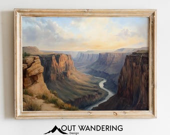 Grand Canyon Western Desert Landscape | Vintage Oil Painting Print | Vintage Printable Wall Art