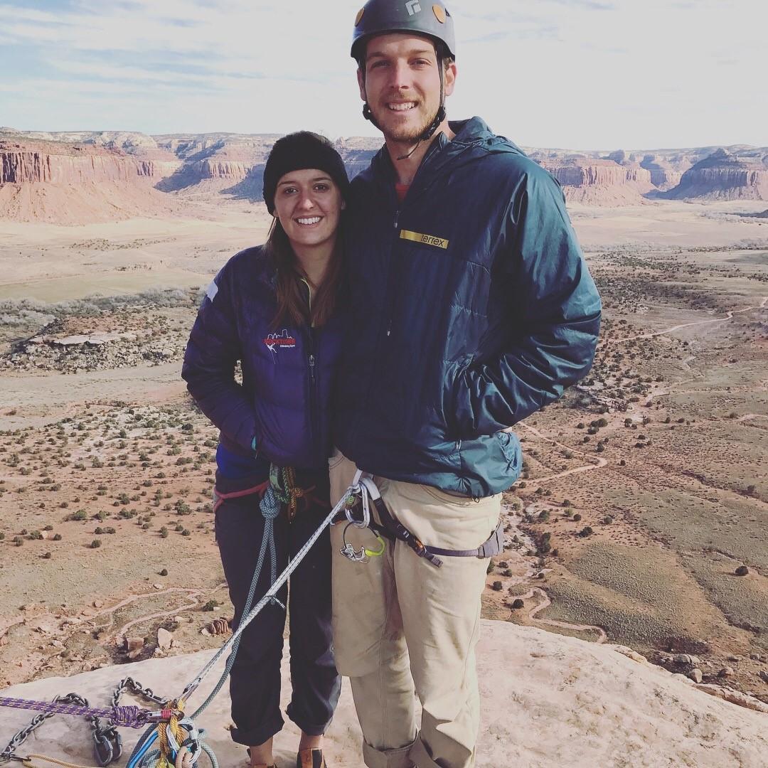 Our first desert tower summit together - Easter Island Summit, Bridger Jack Mesa in Utah.