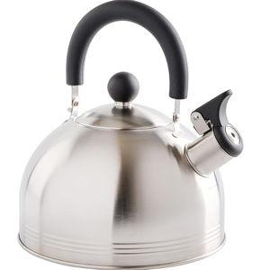 Mr. Coffee Carterton Stainless Steel Whistling Tea Kettle – 1.5-Quart Capacity, Mirror Polish Finish, Durable Tea Kettle for Stovetop, Fast Boiling, Easy Pouring