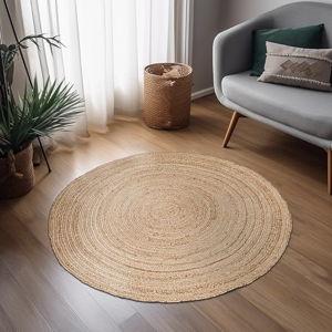 Hand Woven Jute Braided Rug, 3’ Round – Natural, Reversible Boho Entry Area Rugs for Kitchen, Living Room I Farmhouse Decorative Floor Rug, 3 Feet Round
