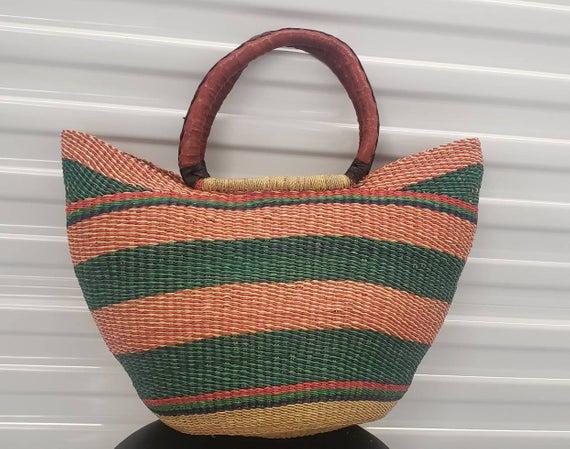 African Bolga U Shopper Basket, Bolga Basket, African Basket
