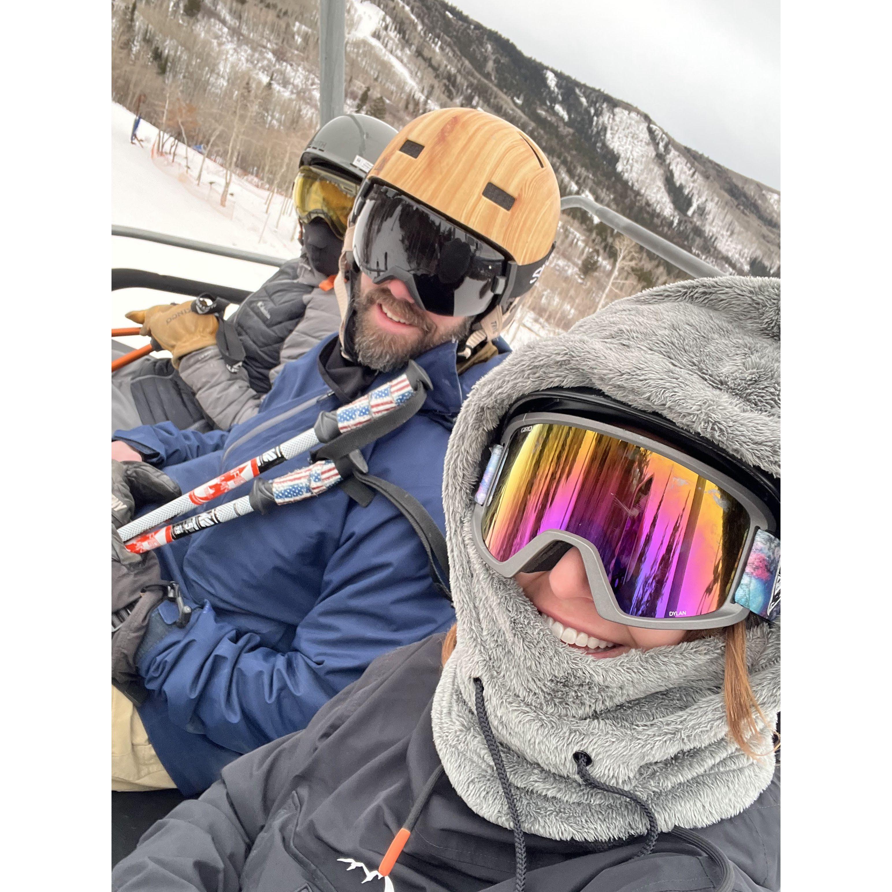 Quick lift picture at Powderhorn Ski Resort with Ahren, Jarod and Wylliam