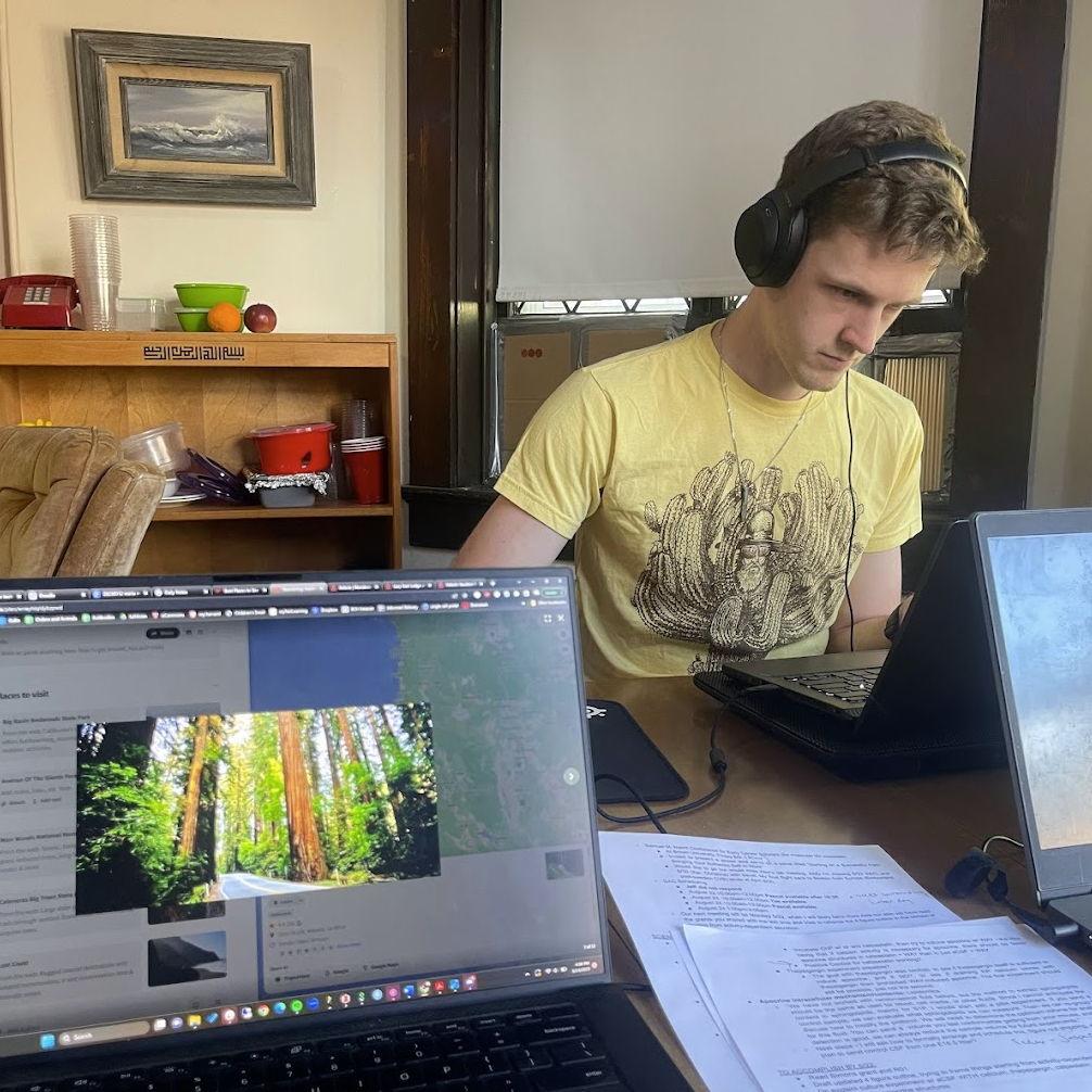 Co-working in Kyle's dorm room at Harvard