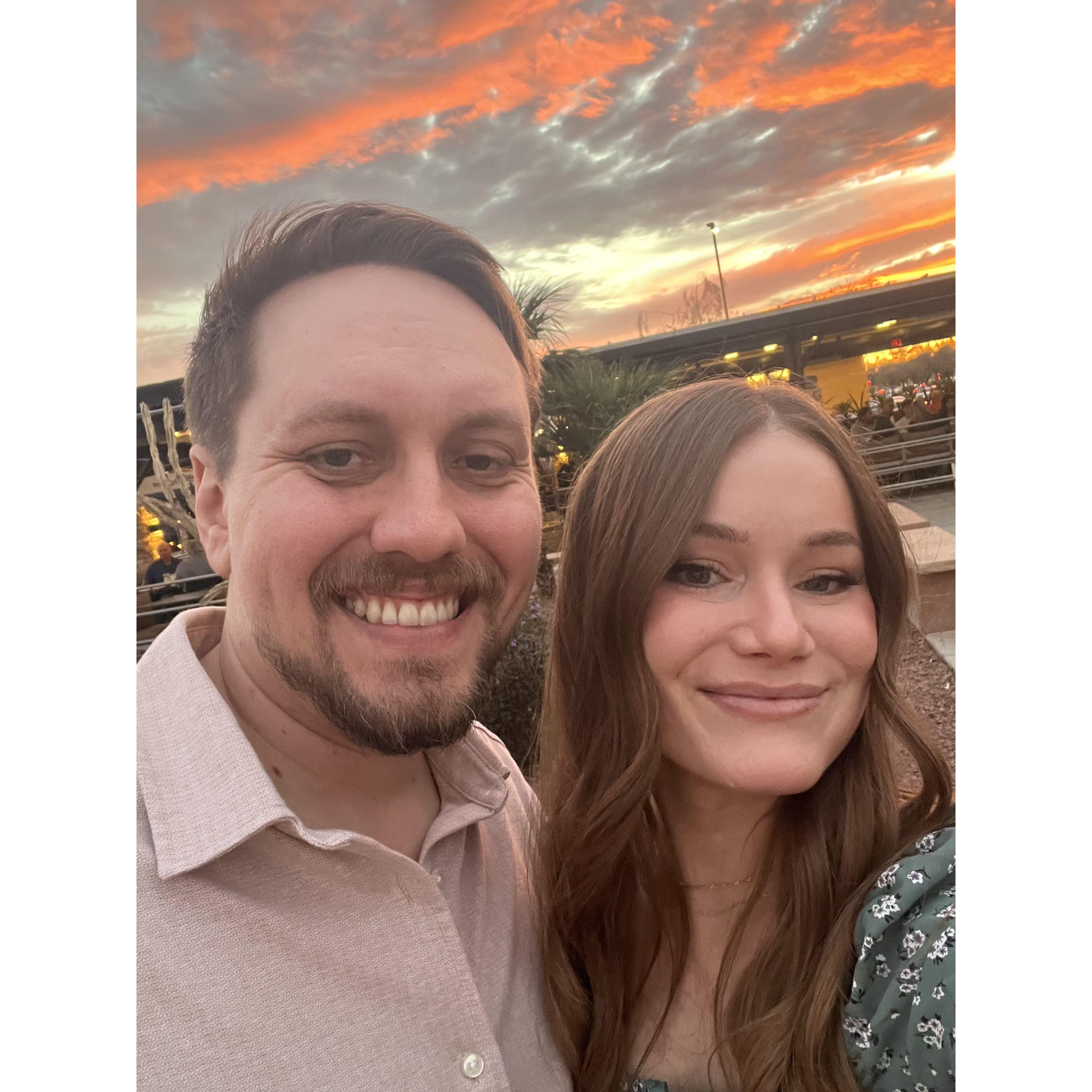 February 2025: We went to dinner after taking our engagement pictures, had a beautiful sunset :)