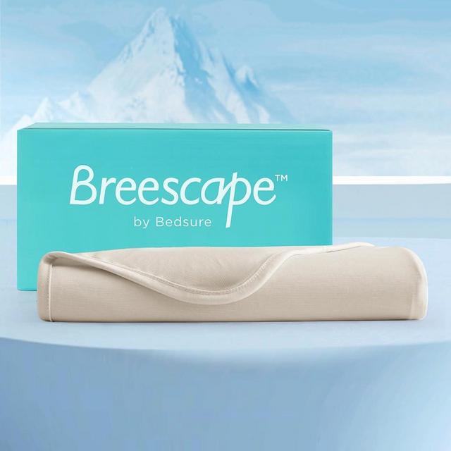 Bedsure Breescape Cooling Blanket King Size for Hot Sleepers - Summer Lightweight Cool Blanket, Breathable Blanket with Rayon Derived from Bamboo, Cold Blankets for Night Sweats, 108×90 Inches, Beige