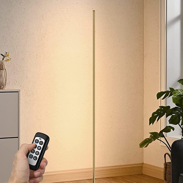 EDISHINE Modern Corner LED Floor Lamp, 57.5" Minimalist Dimmable Mood Lighting, Standing Tall Floor Lamp for Living Room, Bedroom, Home Office, 7 Color Temperature 2700~6000K