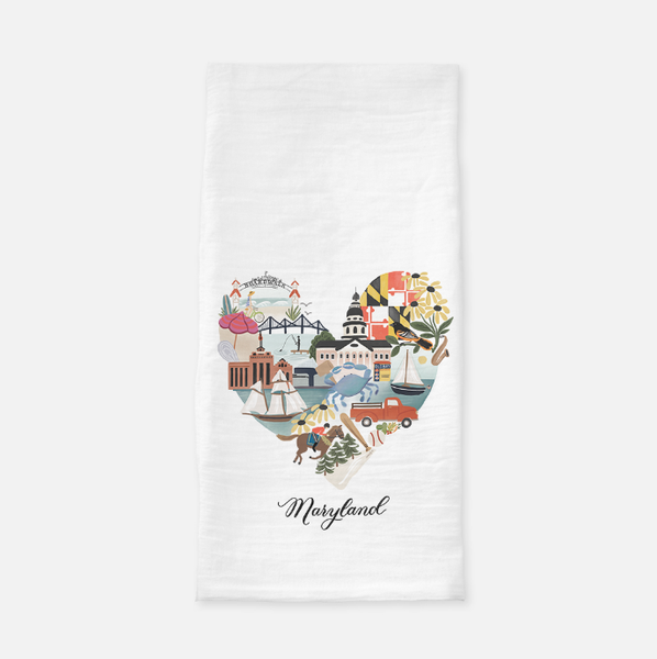 Maryland Heart Tea Towel