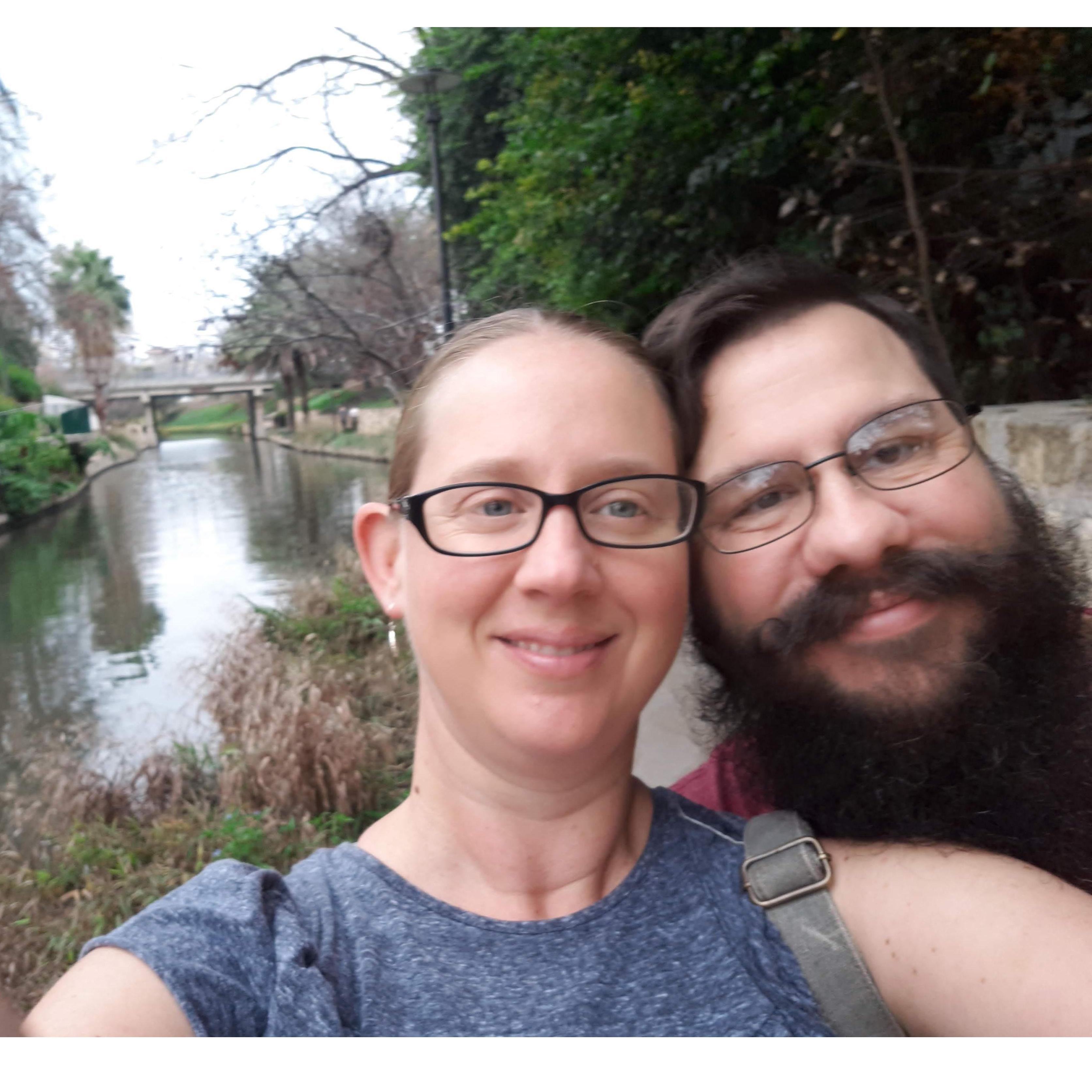 Celebrating his birthday. Enjoying the streets of the Riverwalk in San Antonio. Notice no jacket necessary in January. LOL