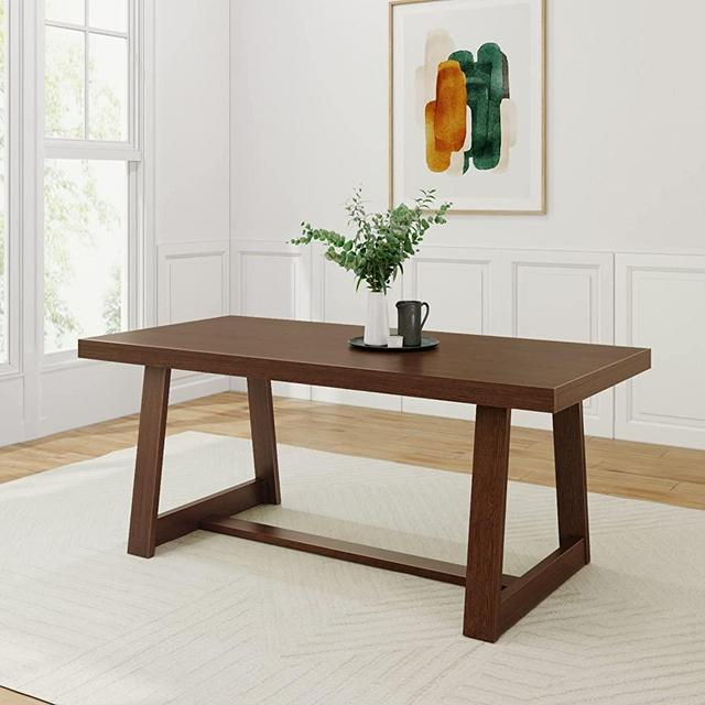 Plank+Beam Classic Wood Dining Table, Solid Wood Rectangular Dining Table for Kitchen/Dining Room, 72 Inch, Walnut