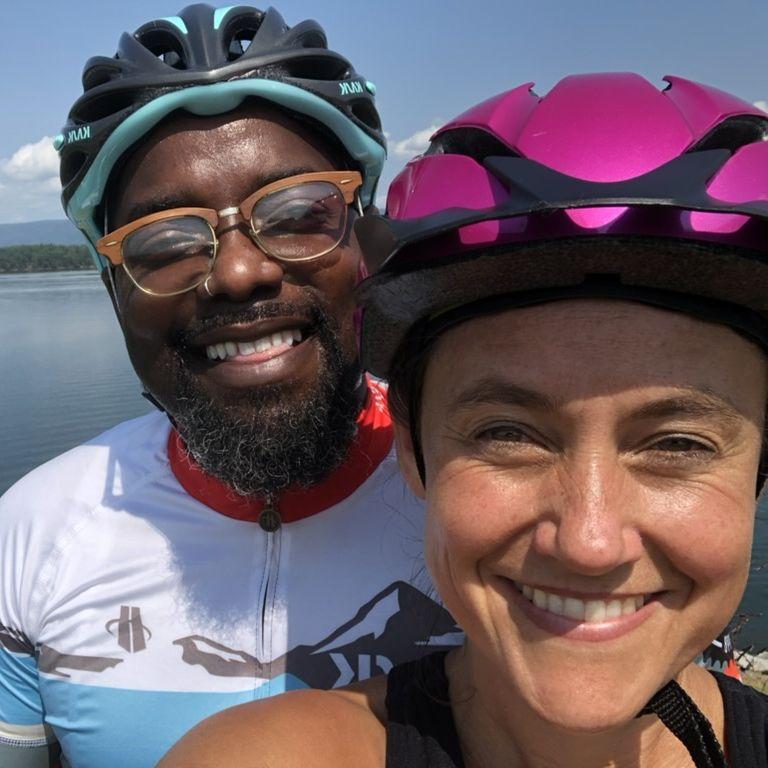 Our first bike ride around the lake together