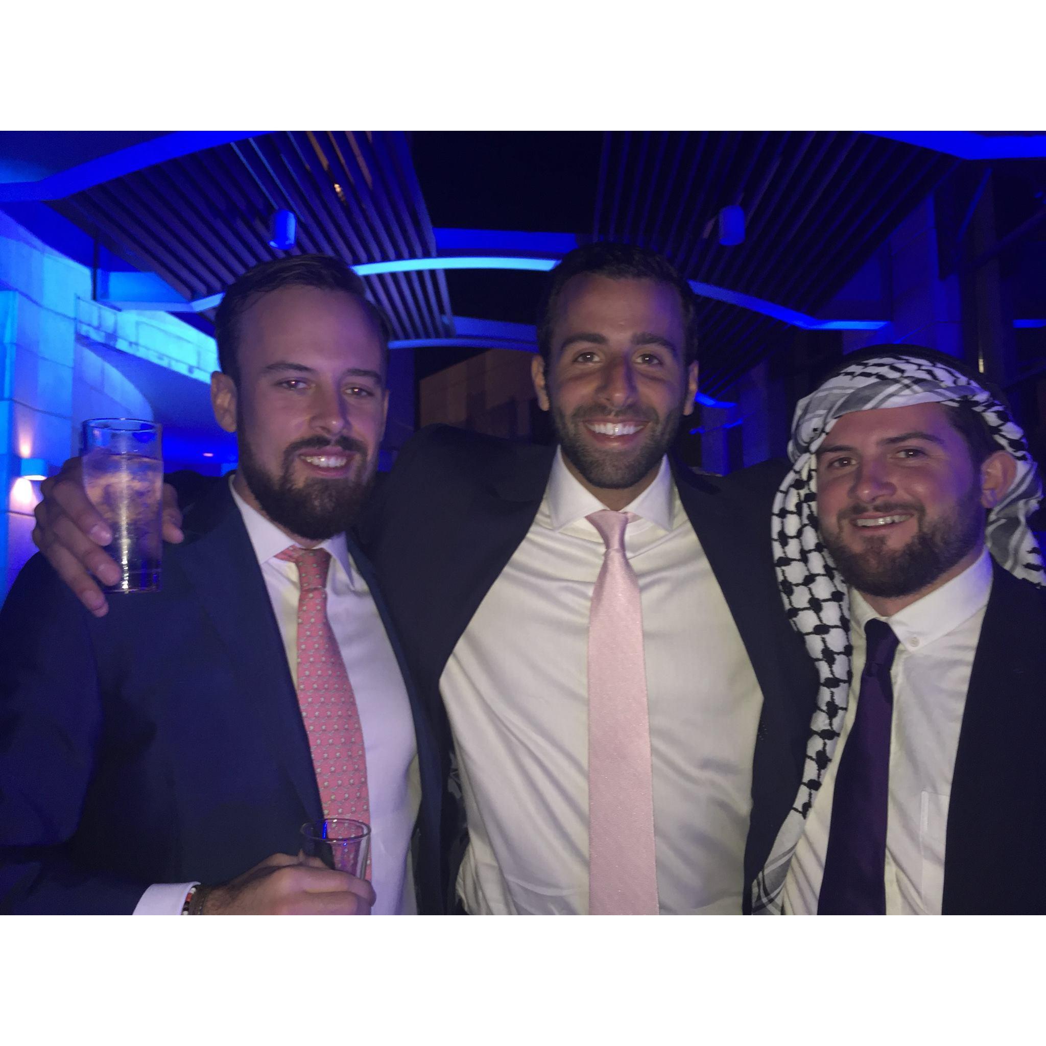 With groomsman Oliver and Max at J & E's Engagement party in Amman - Summer of '17