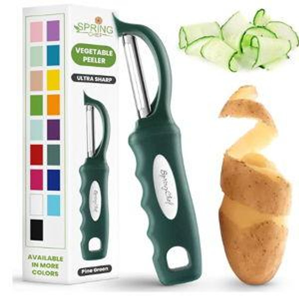 Spring Chef Premium Swivel Vegetable Peeler, Soft Grip Handle and Ultra Sharp Stainless Steel Blades - Perfect Kitchen Peeler For Veggie, Fruit, Potato, Carrot, Apple - Black