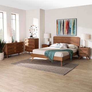 Demeter Mid-Century Modern Wood 5-Piece Bedroom Set