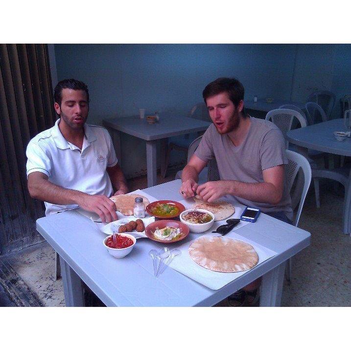 Groomsman Nick on a previous visit to a local breakfast spot in downtown Amman in 2013