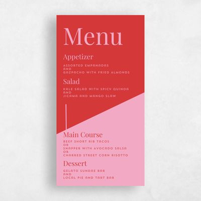 Red Wedding Menu - Incanta