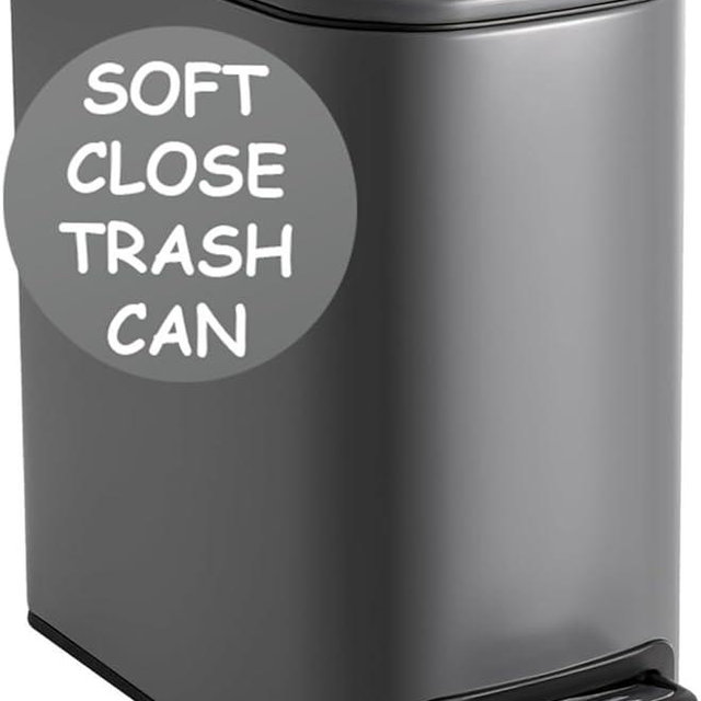 Homie Soft Close, Slim Trash Can 6 Liter / 1.6 Gallon with Anti - Bag Slip Liner and Lid, Use as Mini Garbage Basket, Slim Dust Bin, or Decor in Bathroom, Restroom, Kitchen, or Bedroom (Matte Gray)