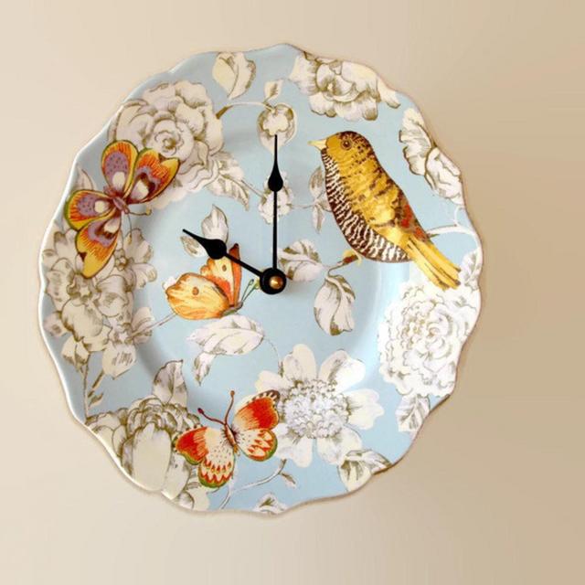 SILENT Bird and Butterfly Wall Clock, Bird...