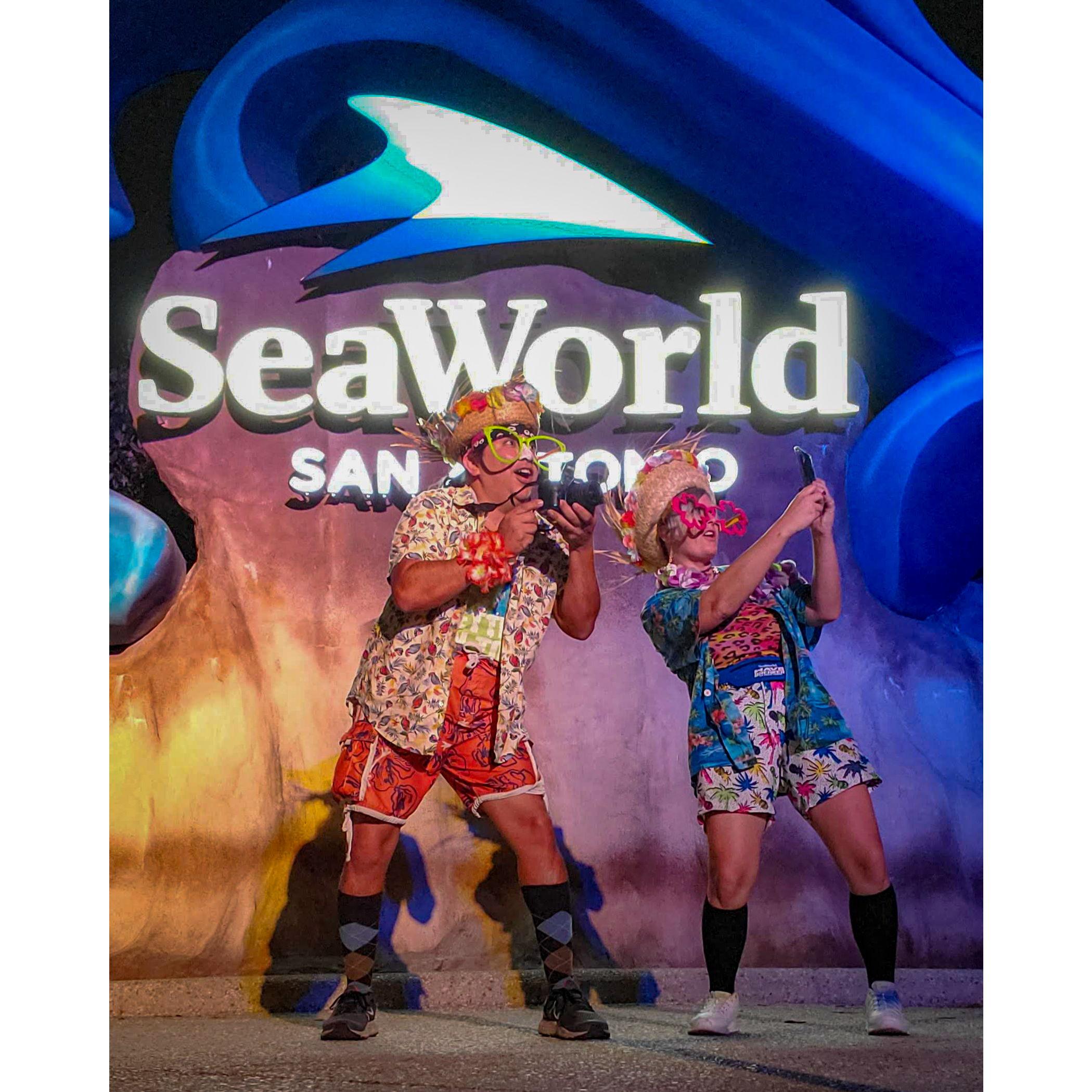 Our first outing in our "Tacky Tourist" outfits.