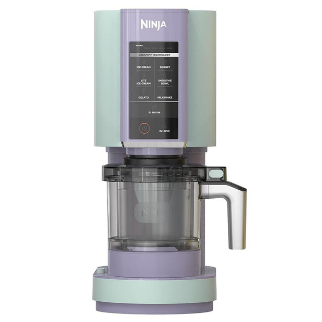 Ninja CREAMi Ice Cream Maker for Gelato, Mix-ins, Milkshakes, Sorbet, Smoothie Bowls, 7 One-Touch Programs, with (2) Pint Containers & Lids, Compact Size, Perfect for Kids, Blueberry Mint, NC301MT