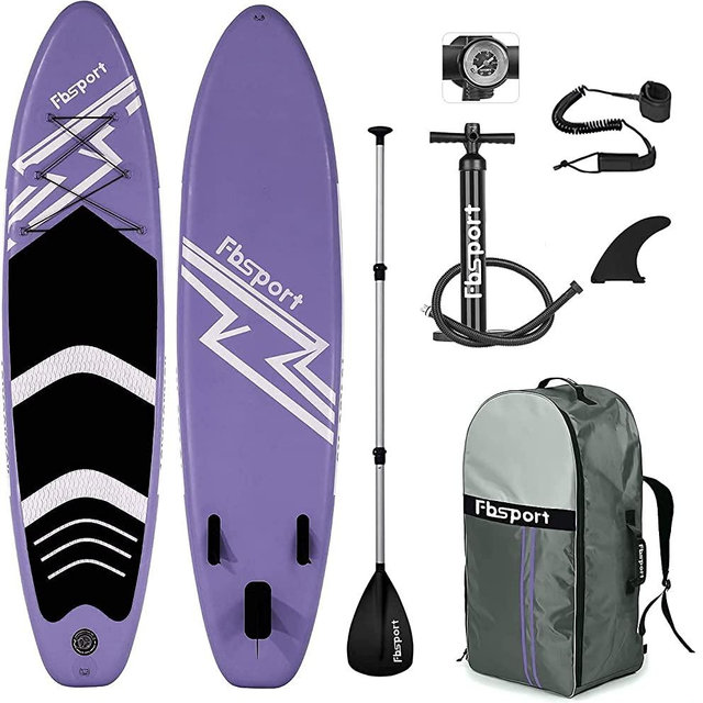 FBSPORT Premium Inflatable Stand Up Paddle Board, Yoga Board with Durable SUP Accessories & Carry Bag | Wide Stance, Surf Control, Non-Slip Deck, Leash, Paddle and Pump for Youth & Adult