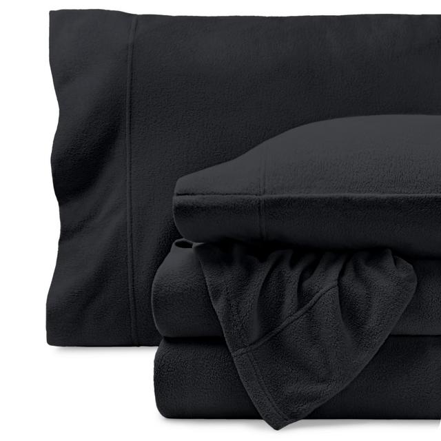 King Black Polar Fleece Sheet Set by Bare Home