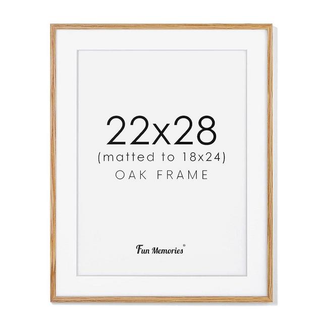 22x28 Picture Frame, Solid Oak Wood Poster Frame 22 x 28, Rustic Wood 22x28 Frame Matted to 18x24 with Tempered Glass, Large 22''x28'' Puzzle Frame Art Frame for Wall Decor
