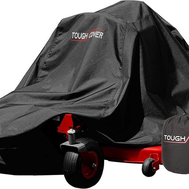 Tough Cover Zero Turn Mower Cover, Heavy Duty 600D Marine Grade Fabric (Black), Waterproof Protection for Outdoor Use Against UV, Dust, Dirt, Wind