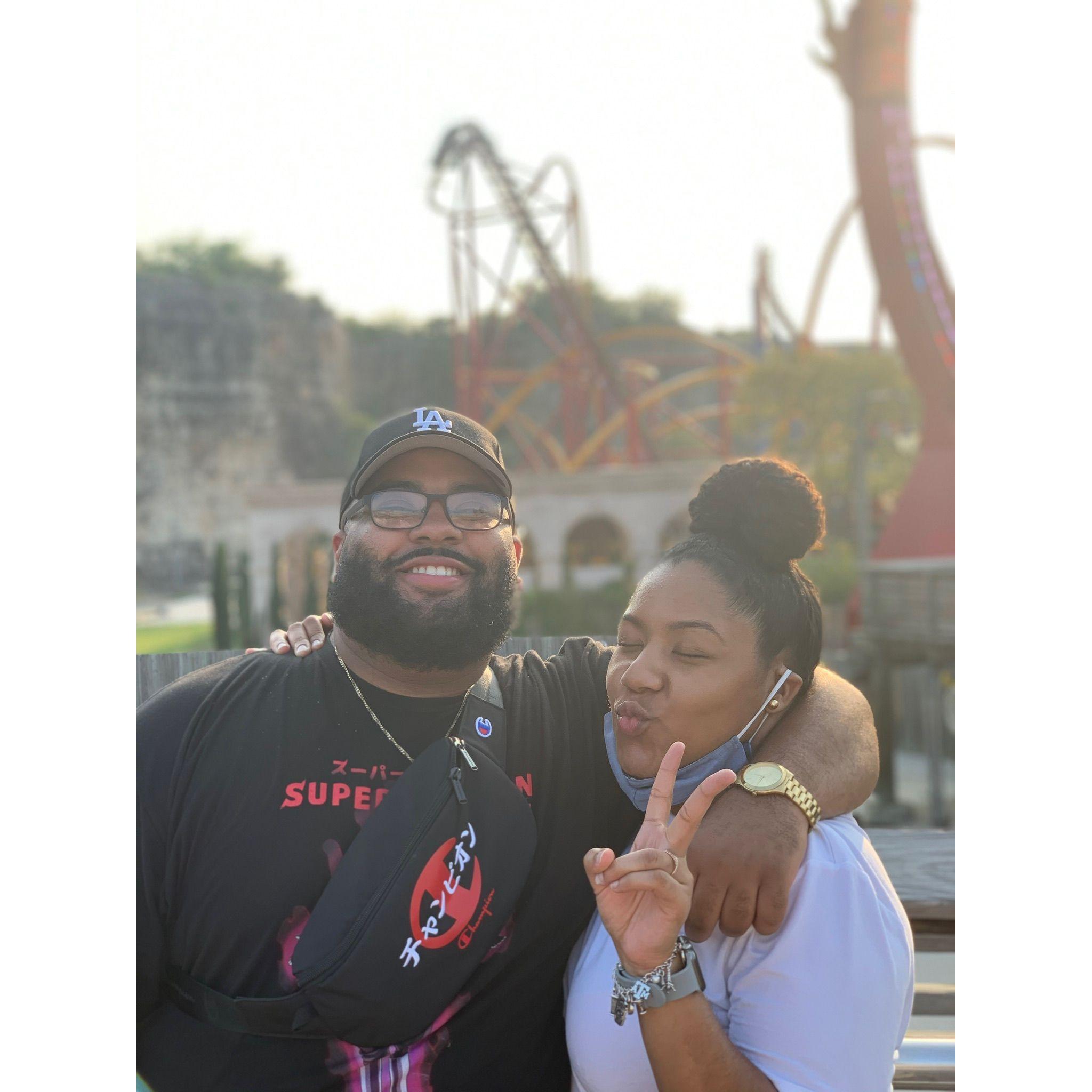 September 2020: Family fun at Fiesta Texas when Bri lived in San Antonio for a few years