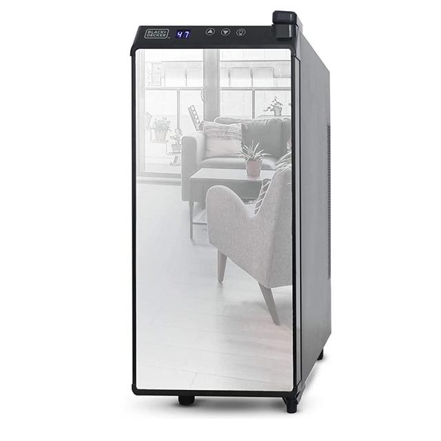BLACK+DECKER 12 Bottle Wine Cellar, Thermoelectric with LED Display and Mirror Door