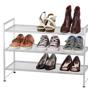 Simple Houseware 3-Tier Stackable Mesh Shoe Rack, Silver