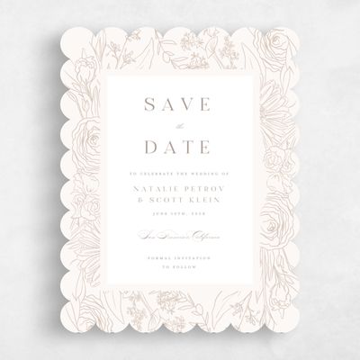 Beige Scalloped Wedding Save the Date - Corentine Portrait