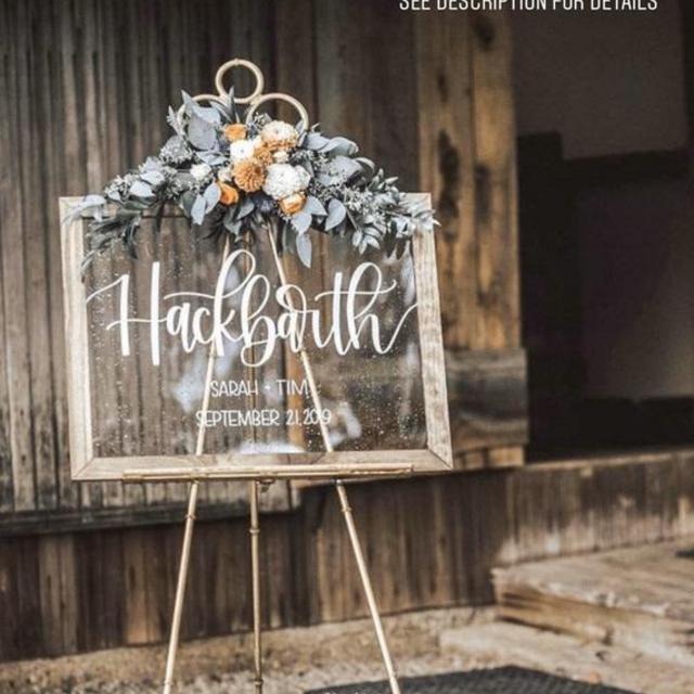 Acrylic Last Name Wedding Sign, Wedding Welcome Sign, Wooded Frame, Clear Wedding Sign, Personalized Wedding Sign
