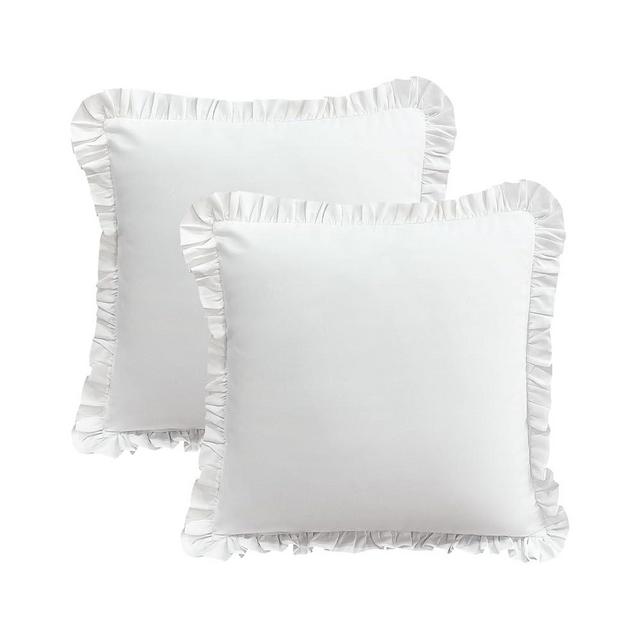 Dekeyoo 26x26 Euro Sham Covers，Ruffled Square White Euro Pillow Shams Covers Set of 2, 100% Brushed Microfiber 26x26 inches Bedding Pillow Cover with Envelope Closure White