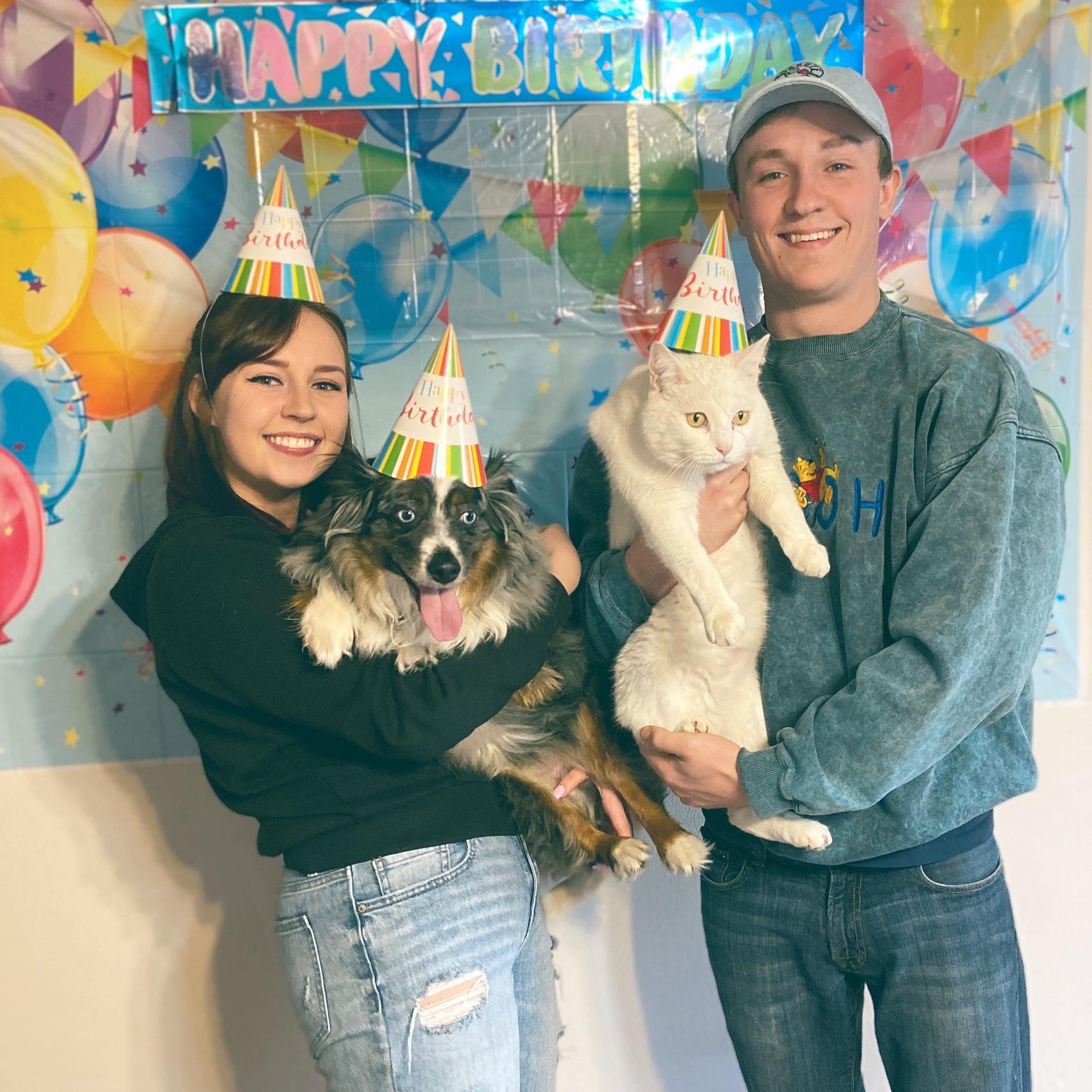 Mark, Maddi, Suede and Louie celebrating Suedes birthday!