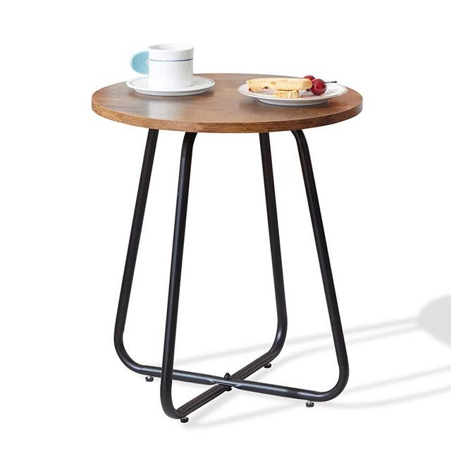 Outdoor Table Small,Metal Side Table,Patio end Tables, Outdoor Table,Outdoor Patio Side Table, Small Round End Table Metal Side Table for Patio Yard Balcony Garden Bedside (Brown)