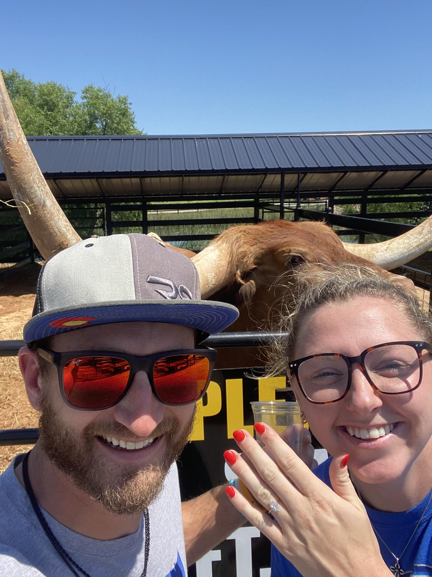 Anthony proposed at a gas station petting zoo in the middle of OK.