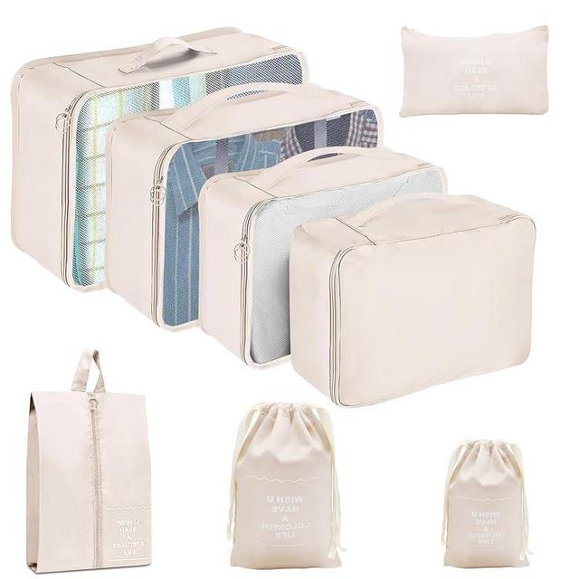 YEEYAA Packing Cubes for Travel - 8 Set Luggage Organizer Bags for Family, Mesh Breathable Travel Packing Cubes for Suitcases Durable Travel Essentials Bags Set