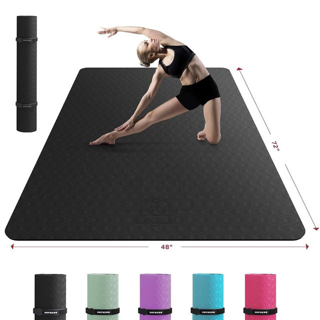 HAPBEAR Extra Large Yoga Mat - 72"x48"/78"x54"x6/8mm (1/4 &1/3 inch), Non-Slip, Durable, Eco-Friendly, Thick Wide Exercise Mat for Home Workouts, Yoga, Pilates, Stretching, Meditation (Barefoot Exercise)