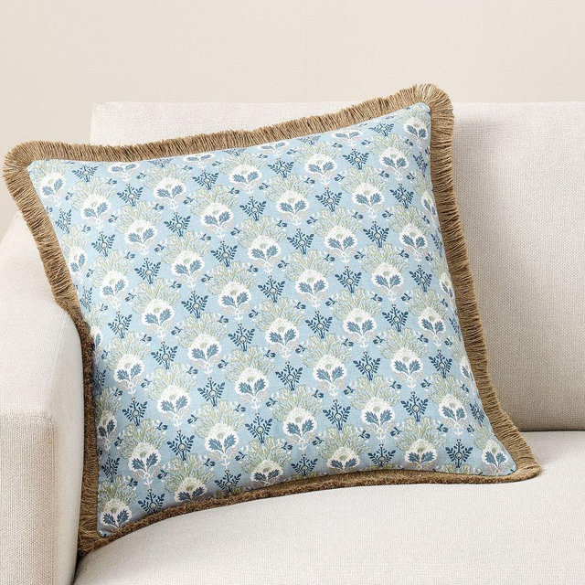 Kravet Blossom With Fringe Pillow Cover, Blue Multi, 20"