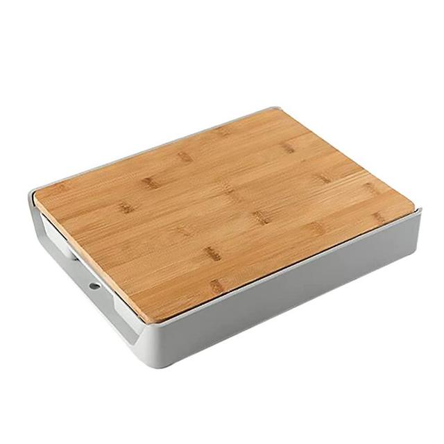 Cutting Board Kitchen Bamboo Chopping Board Plastic Drawer Type Cutting Board Kitchen Accessories (Color : Assorted Color, Size : 34.5X24.5CM)