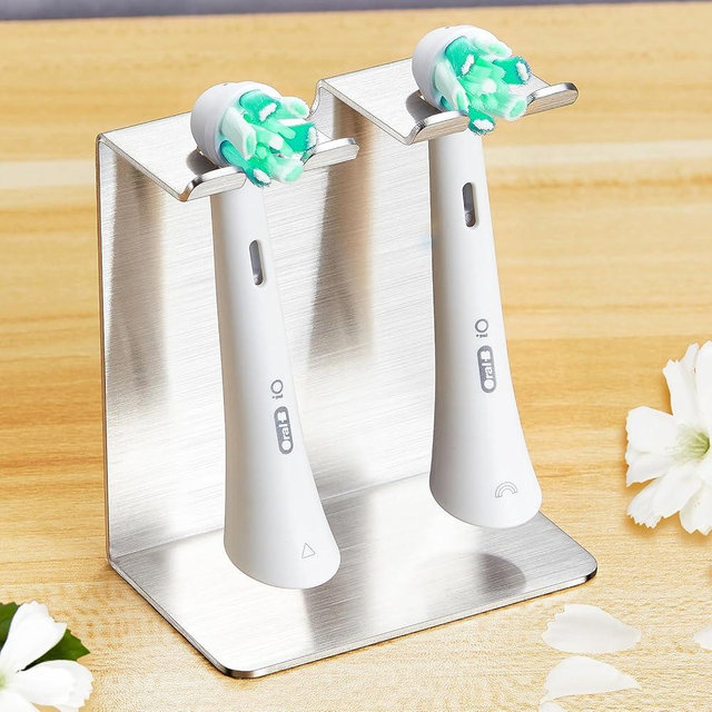 Electric Toothbrush Head Holder WAYASI Stainless Steel Tooth Brushing Holder, Wall Mounted Toothbrush Holders Shower Bathroom, Self Adhesive or Desktop Tooth Brush Holder Organiser, Silver