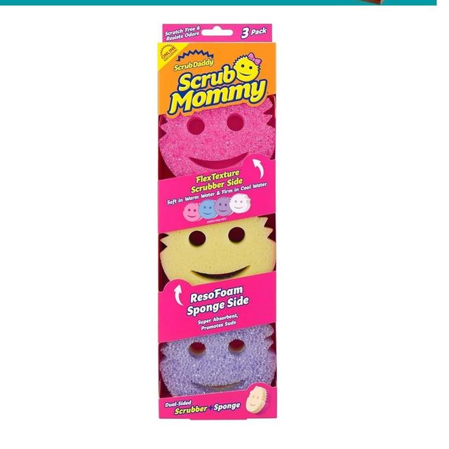 Scrub Daddy Scrub Mommy Sponges - Dish Scrubber + Non-Scratch Cleaning Sponges Kitchen, Bathroom + Multi-Surface Safe - Dual-Sided Dish Sponges for Scrubbing - Online Exclusive (3 Count)