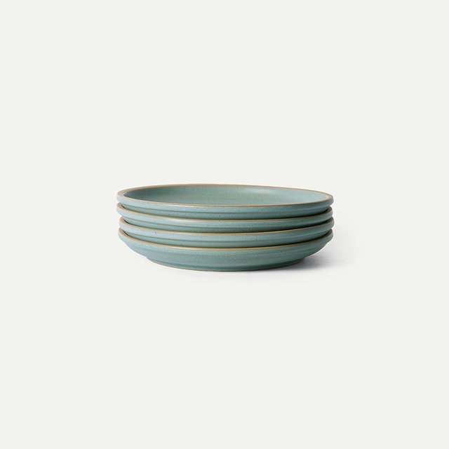 MORA Large Plates Set of 4, 10.5 inch Ceramic Pottery Dinner Plates - Microwave, Oven and Dishwasher Safe - Iris