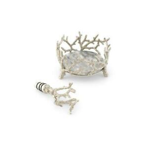 Michael Aram Ocean Reef Wine Coaster and Stopper Set