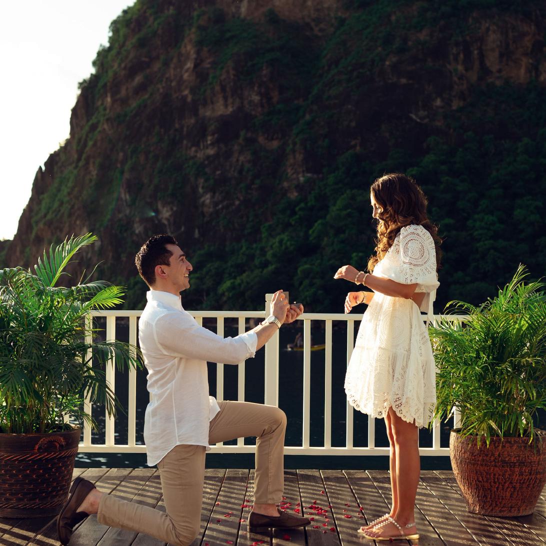Engaged on Sugar Beach in Saint Lucia 8/21/23