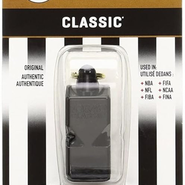 Fox 40 Classic Official Whistle with Break Away Lanyard (Black)