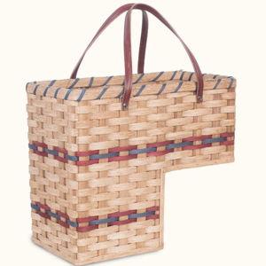 Amish Wicker Stair Basket | Blue and Red | No Lid