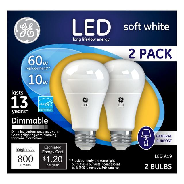 General Electric LED 60w 2pk Light Bulb White