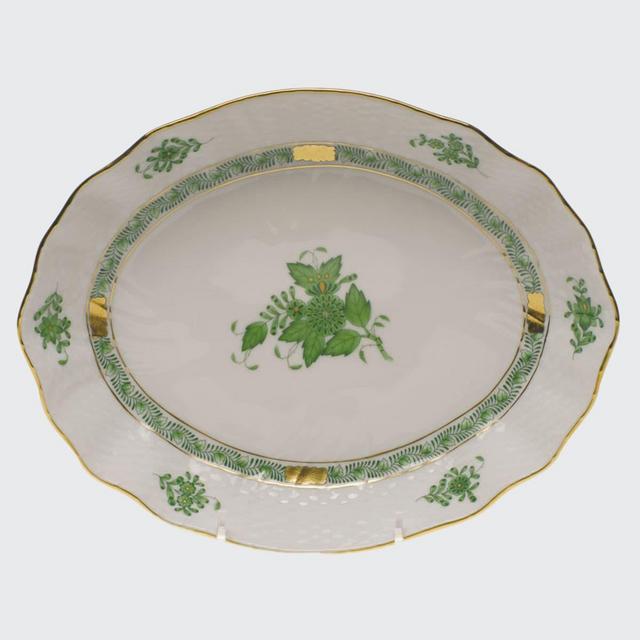 Herend Chinese Bouquet Green Oval Dish